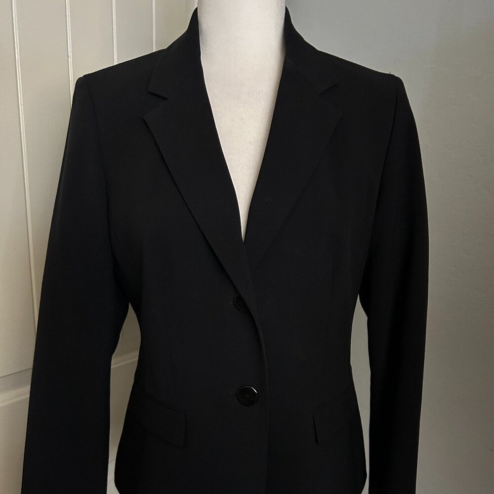 Nine West Women's Black 2-Button Poly/Viscose/Elastane Fully Lined Blazer Size 4